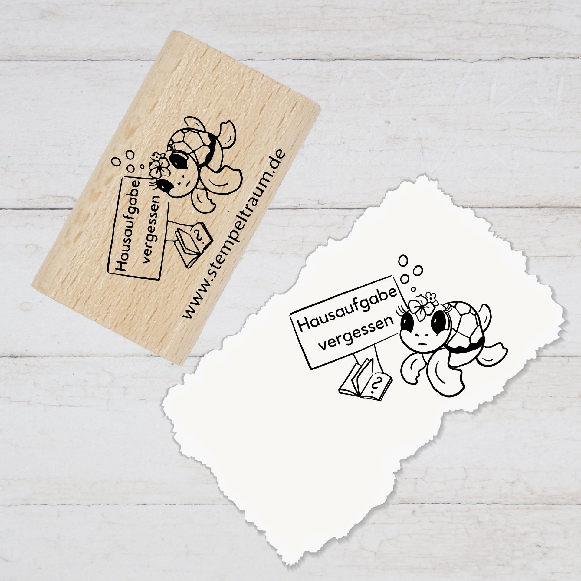 Stempel, Lehrerstempel, Schule, Hausaufgabe vergessen, Motiv traurige Schildi, Geschenk - DIY Stempel f. Schulhefte, Hausaufgabenheft