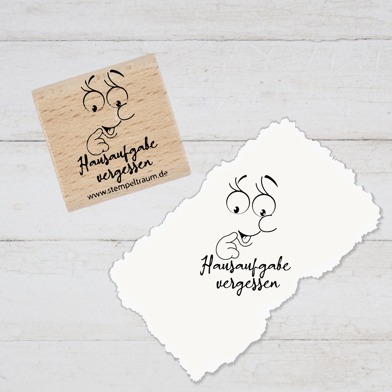 Stempel Lehrerstempel - Schule - Hausaufgabe vergessen - mit Emoji, Geschenk - DIY Stempel f. Schulhefte, Hausaufgabenheft, Grundschule