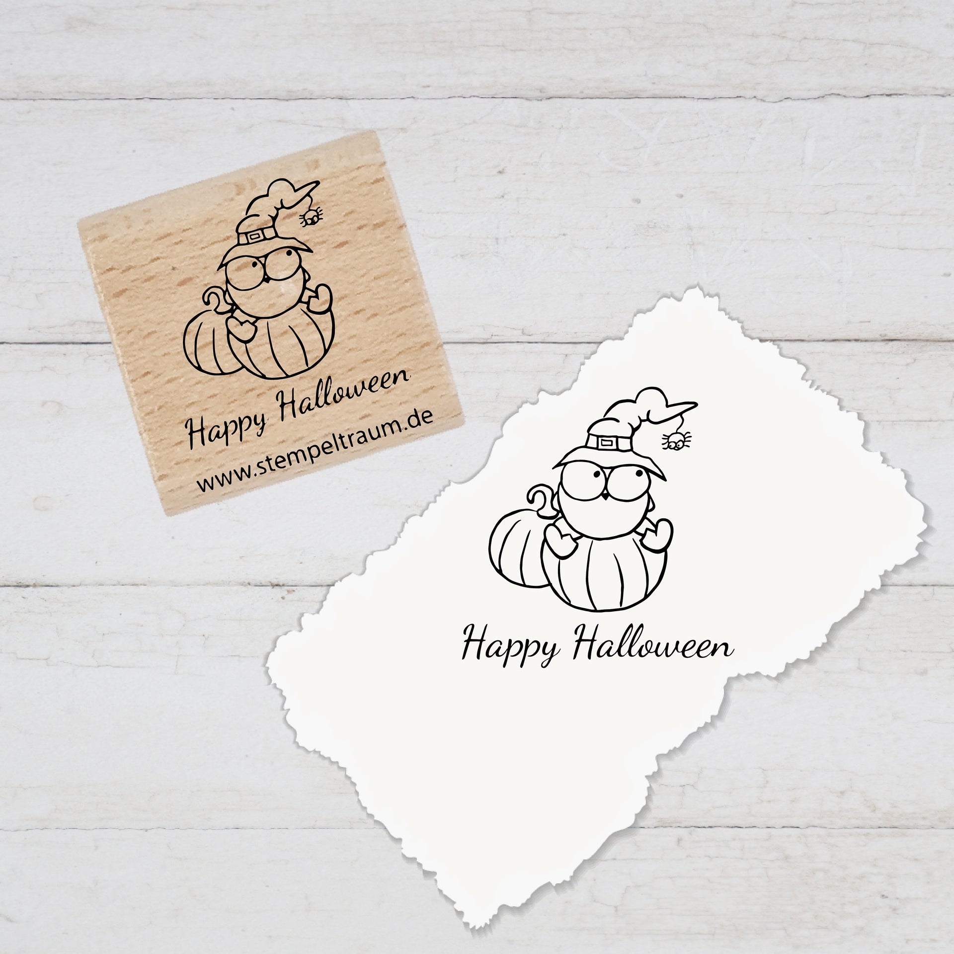 Stempel Halloween - Motivstempel Happy Halloween - Stempel Geschenk - DIY Stempel zum Basteln von Karten, Papier, Stoffen, Holz, Dekoration