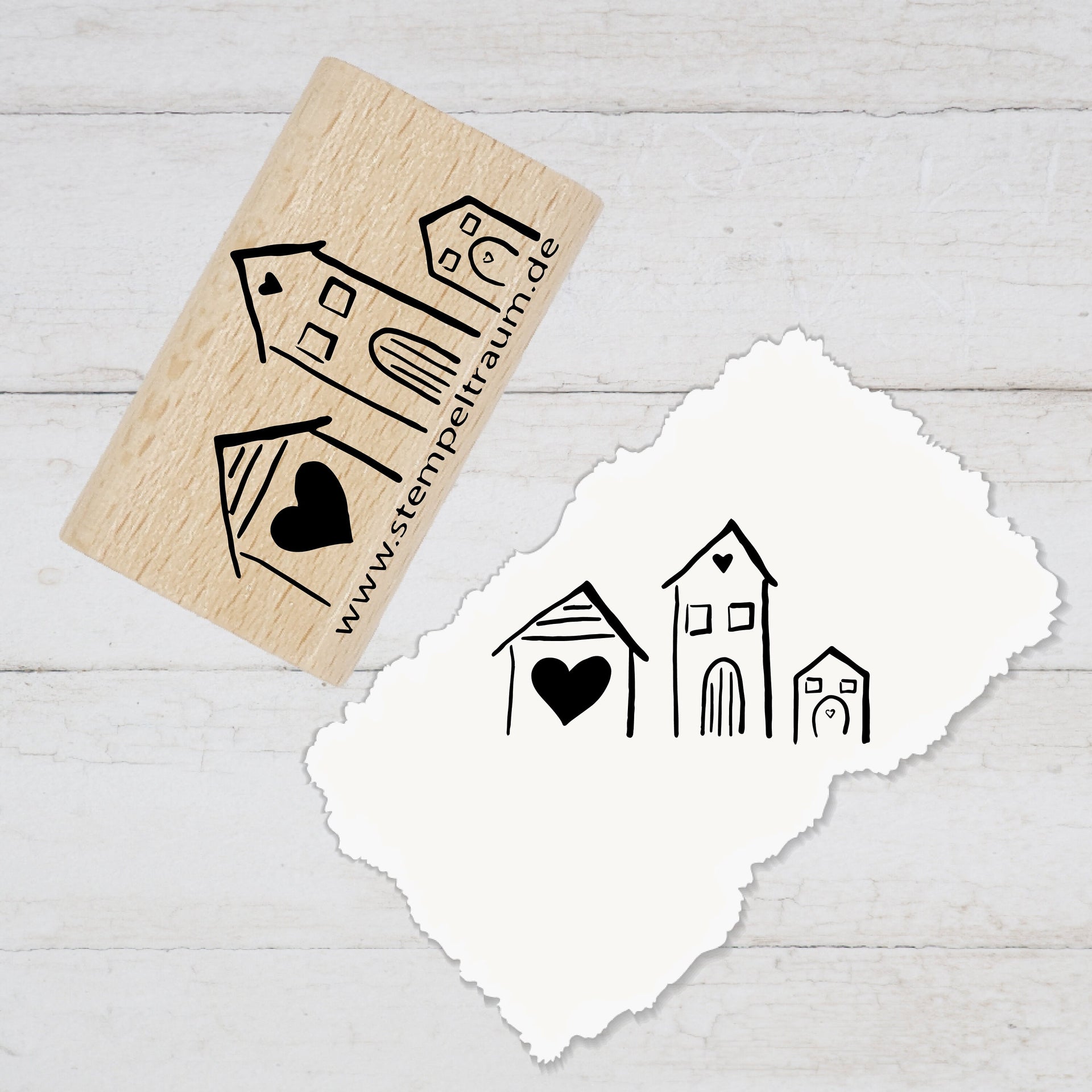 Stempel - Motivstempel - Häuser, Geschenk - DIY Stempel zum Basteln von Karten, Papier, Stoff, Holz, Dekoration, Scrapbooking, selbs gemacht