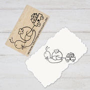Stempel  - Motivstempel - Schnecke mit Wagen und Post, Geschenk - DIY Stempel zum Basteln von Karten, Papier, Stoff, Holz, Dekoration, Brief