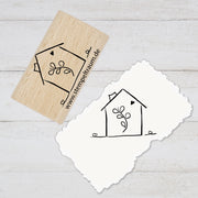 Stempel - Motivstempel - Haus mit Herz, Geschenk - DIY Stempel zum Basteln von Karten, Papier, Stoff, Holz, Dekoration, Scrapebooking, malen