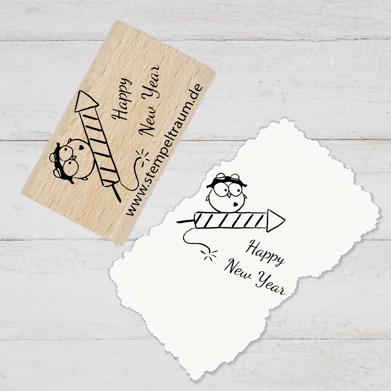 Stempel - Motivstempel - Silvester - Happy New Year - Geschenk - DIY Stempel zum Basteln von Karten, Papier, Stoff, Holz, Dekoration, Böller