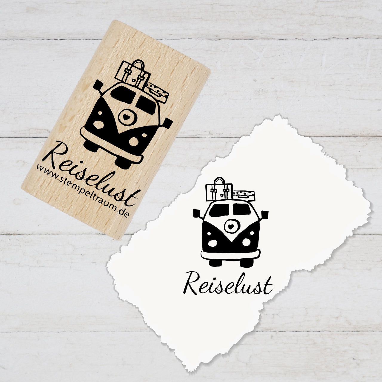 Stempel - Motivstempel - Urlaub - Reiselust - VW Bus, Bulli, Geschenk - DIY Stempel zum Basteln von Karten, Papier, Stoff, Holz, Dekoration
