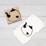 Stempel - Motivstempel - Teekanne mit Herz, Geschenk, DIY Stempel zum Basteln von Karten, Papier, Stoff, Holz, Dekoration, Bistro, Einladung