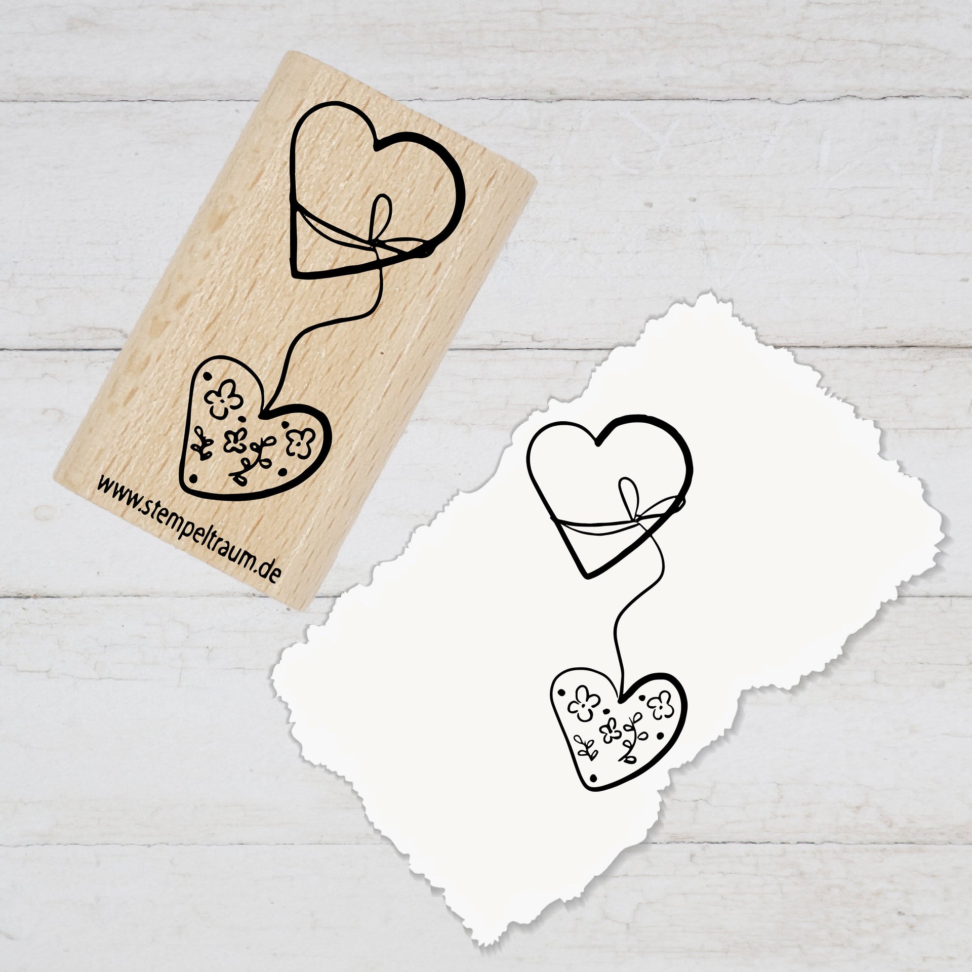 Stempel Motivstempel  - Zwei Herzen, Geschenk - DIY Stempel zum Basteln von Karten, Papier, Stoff, Holz, Dekoration, Anhängern