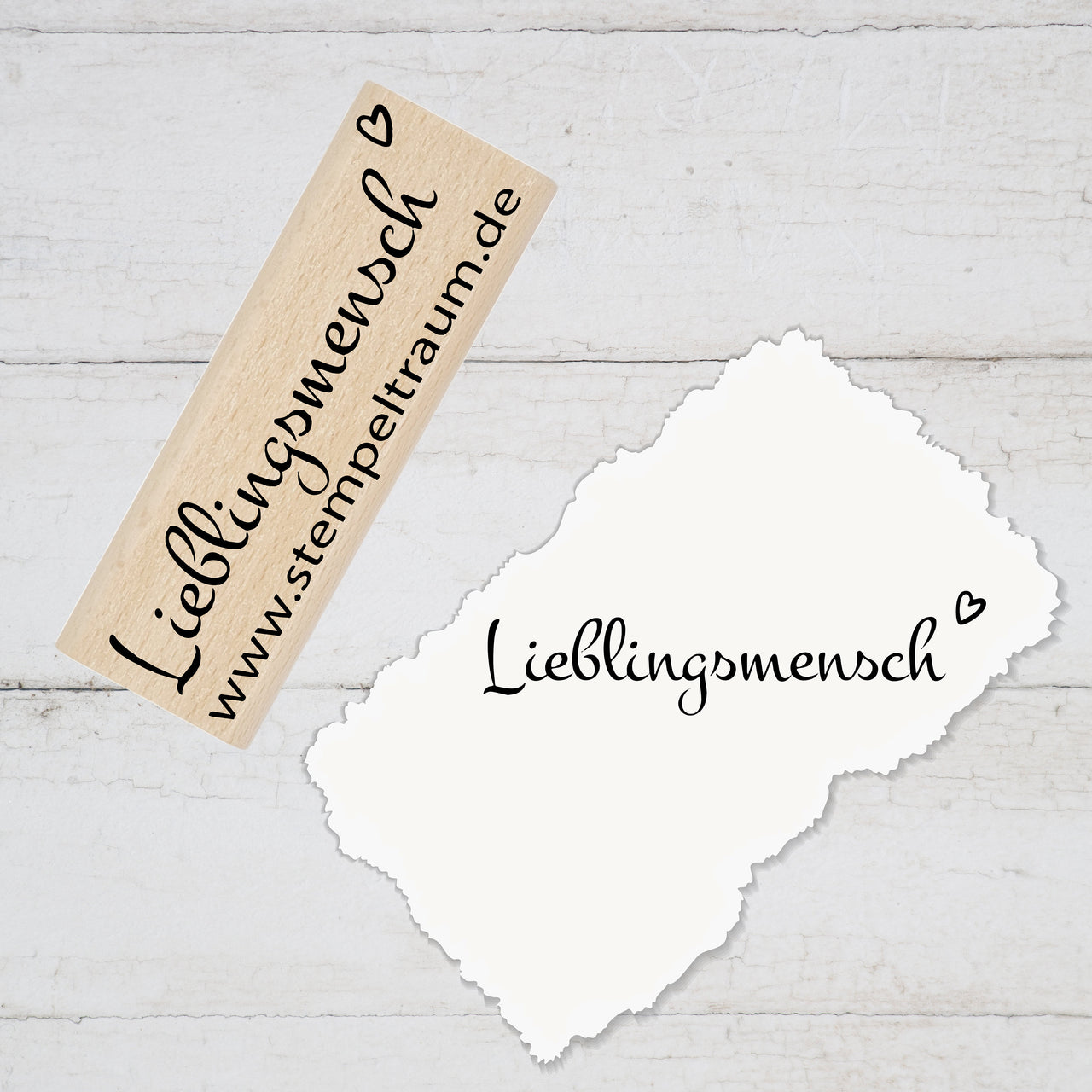 Stempel Motivstempel mit Text - Lieblingsmensch - Mit Herz - Geschenk - DIY Stempel zum Basteln von Karten, Papier, Stoff, Holz, Dekoration