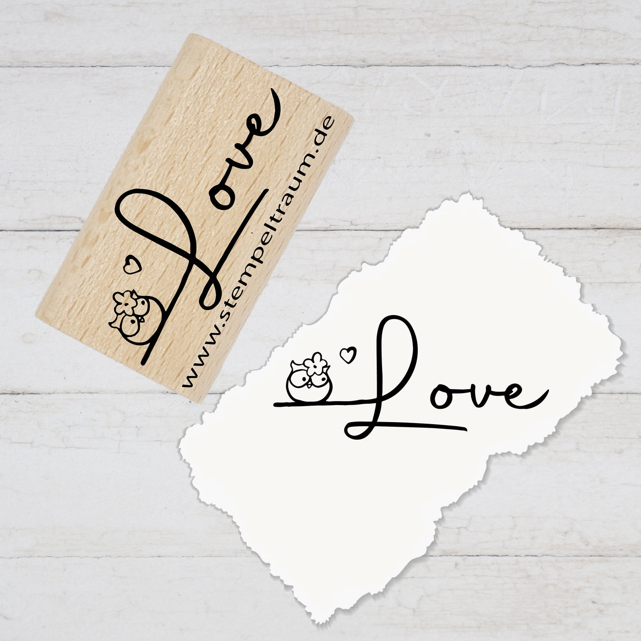 Stempel Motivstempel mit Text - Love, Geschenk - DIY Stempel zum Basteln von Karten, Papier, Stoff, Holz, Dekoration, Geschenk, denk an dich