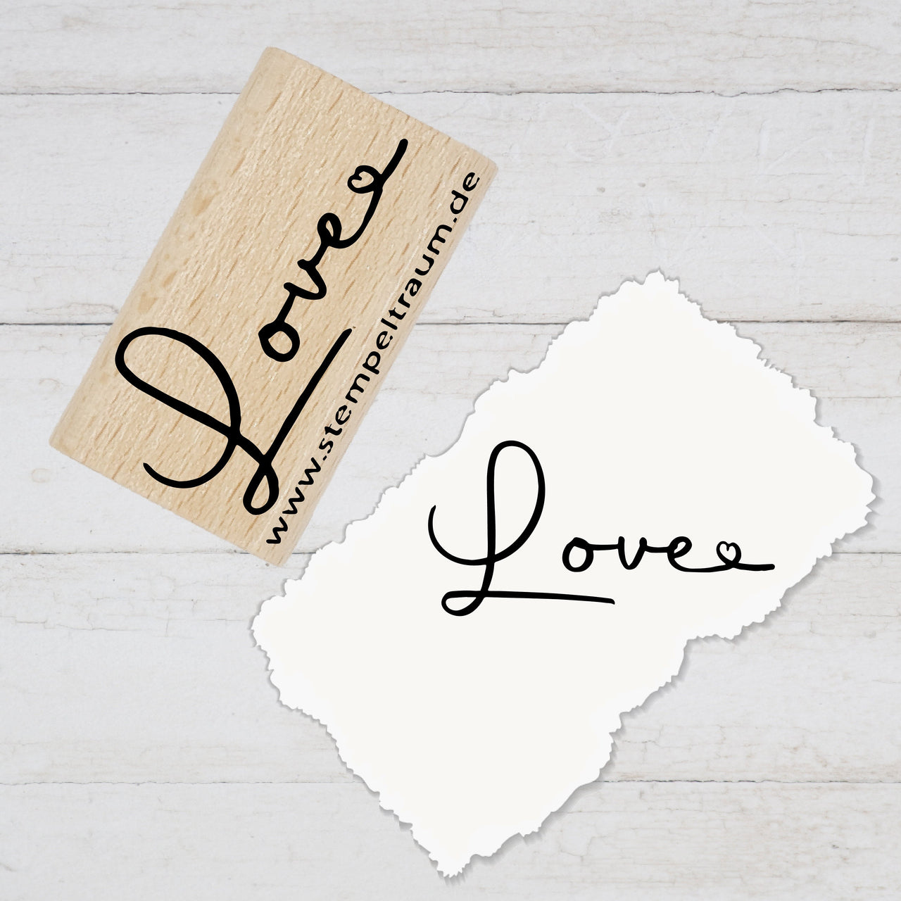 Stempel Motivstempel mit Text - Love - Geschenk - DIY Stempel zum Basteln von Karten, Papier, Stoff, Holz, Dekoration, Liebe, denk an dich