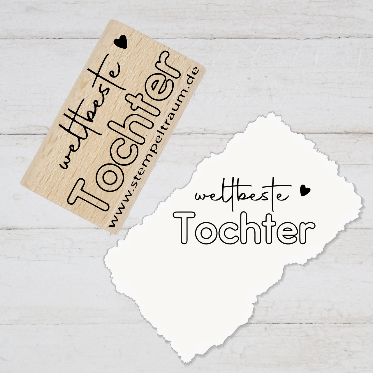 Stempel Motivstempel mit Text - weltbeste Tochter - Geschenk - DIY Stempel zum Basteln von Karten, Papier, Stoff, Holz, Dekoration, Familie