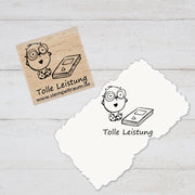 Stempel, Lehrerstempel - Schule - Tolle Leistung - Eule mit Heft, Geschenk - DIY Stempel f. Schulhefte, Hausaufgabenheft, Grundschule