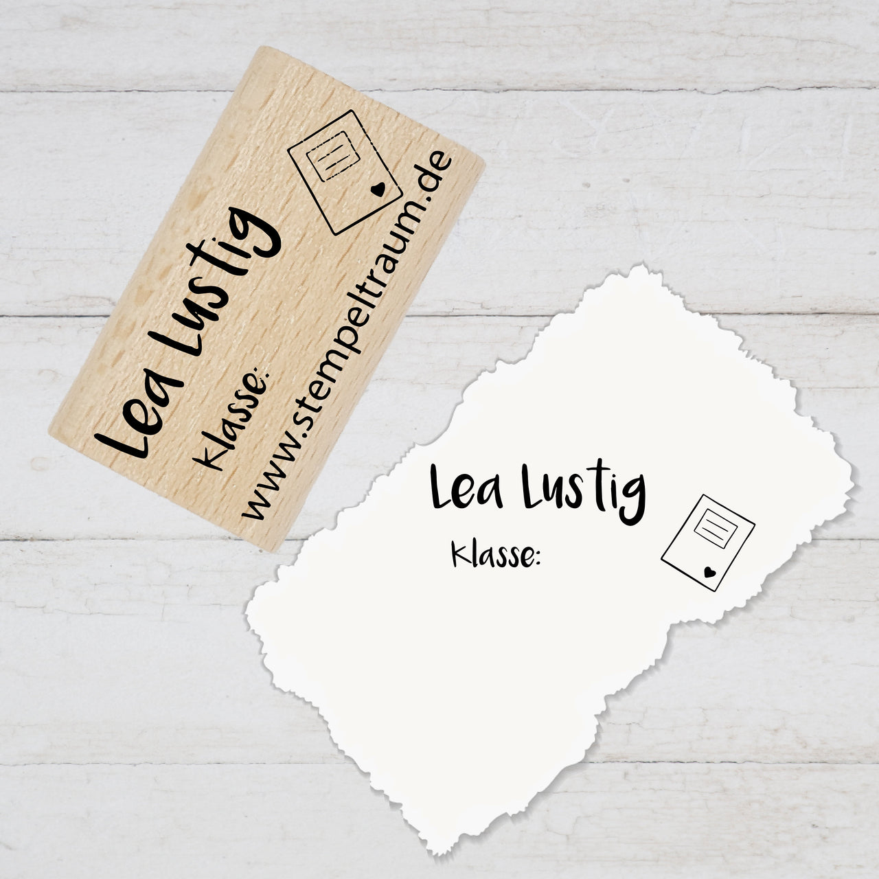 Individueller Schul Stempel Kinderstempel, personalisiert mit Namen und Klasse, Holzstempel  Geschenk - DIY, Schulhefte