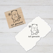 Stempel Lehrerstempel - Schule - toll gemacht - Bärchen mit Blume, Geschenk - DIY Stempel für Schulhefte, Hausaufgabenheft, Grundschule