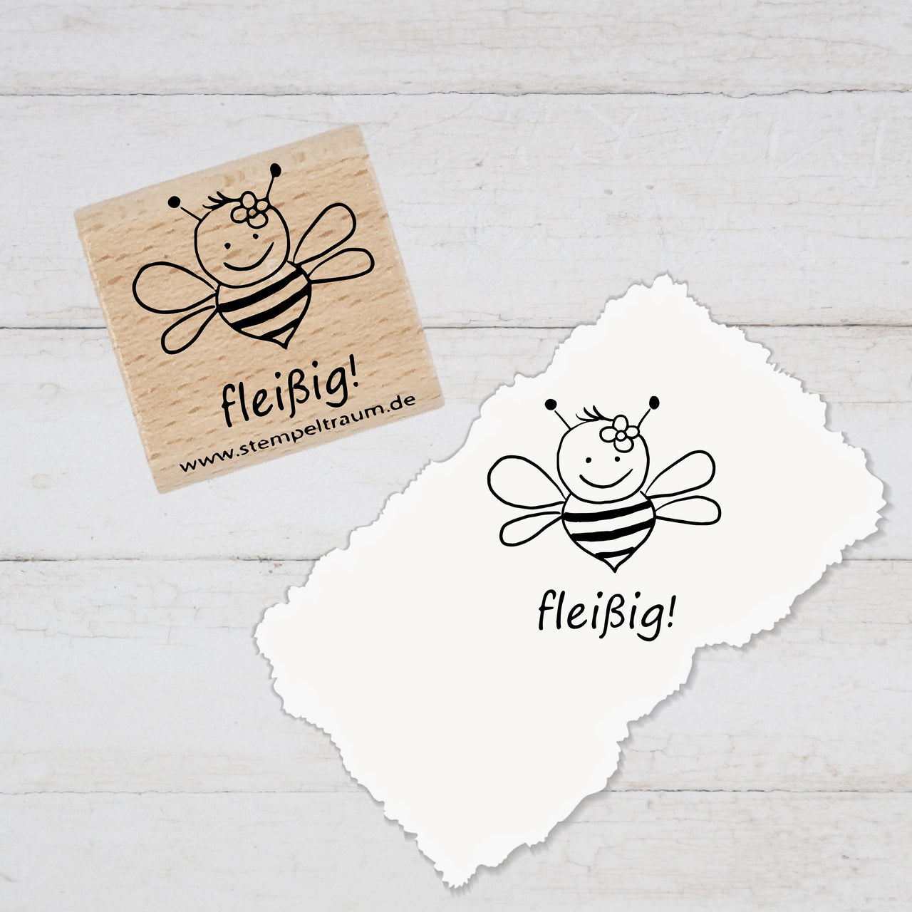 Stempel, Lehrerstempel - Schule - fleißig - Bienchen mit Blume, Geschenk - DIY Stempel f. Schulhefte, Hausaufgabenheft, Grundschule, Lob