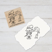 Stempel - Motivstempel - Halloween - Hexchen mit Katze - Stempel Geschenk - DIY Stempel zum Basteln von Karten, Papier, Stoffen, Holz,