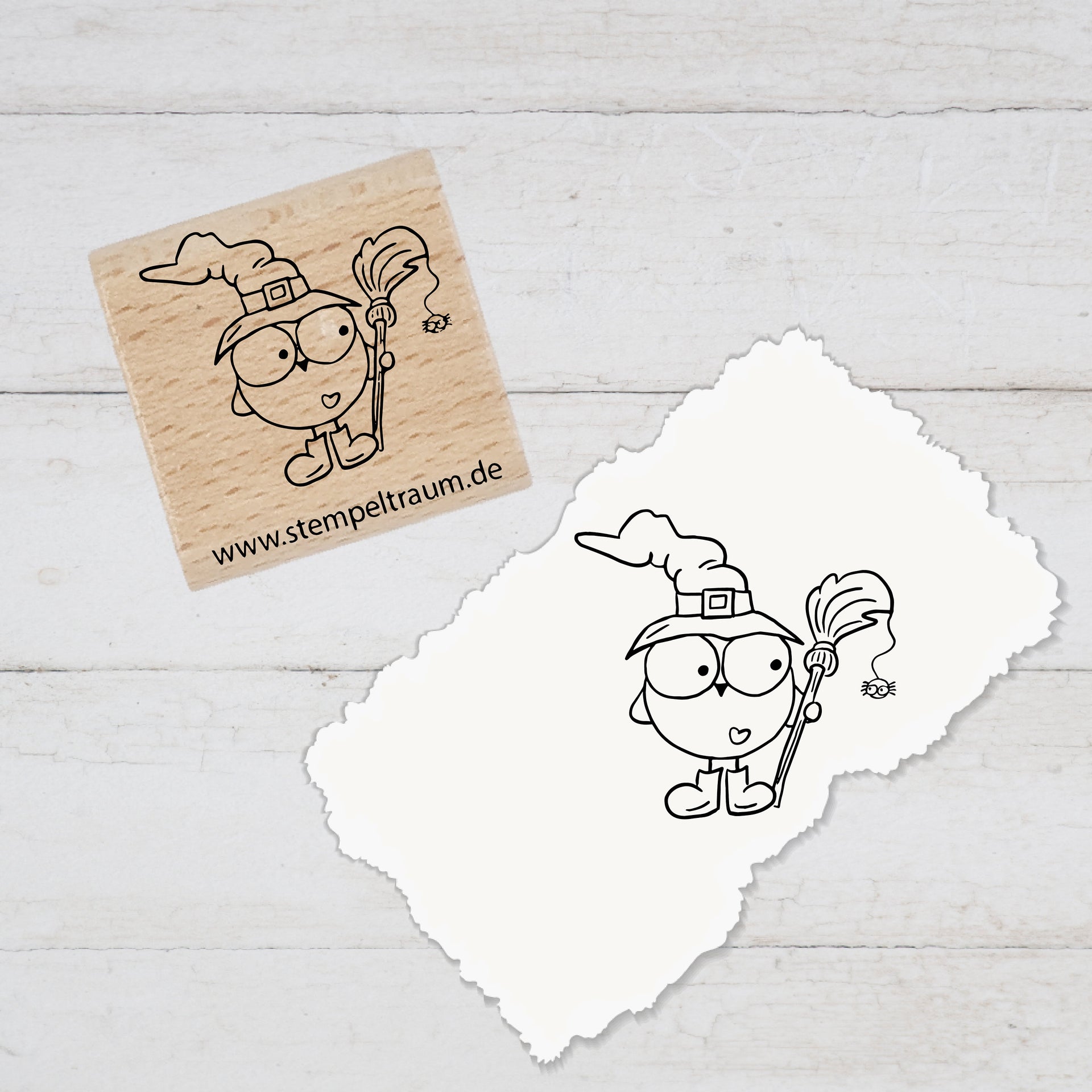 Stempel - Motivstempel - Halloween - Eule als Hexe, Geschenk - DIY Stempel zum Basteln von Karten, Papier, Stoff, Holz, Dekoration, ausmalen
