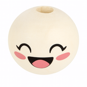 Holzkugeln mit süßem LOL Emoji – 20 mm Ø - Kreativer Bastelspaß für Groß & Klein